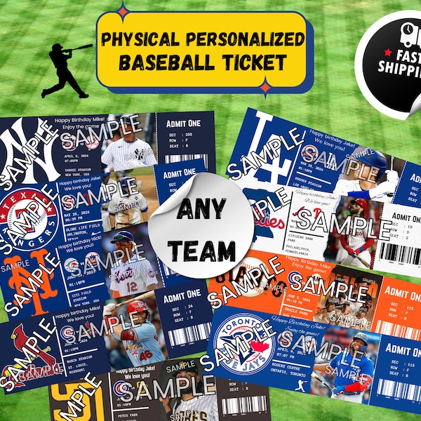Physical Ticket Baseball Custom Personalized Game Ticket Event Souvenir Baseball Game Invitation Baseball Birthday Baseball Custom Made Gift