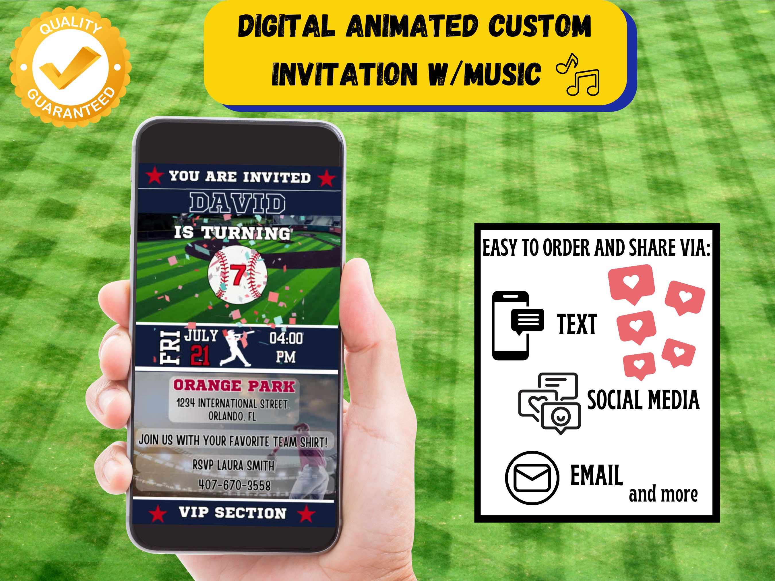Personalized Animated Baseball Party Invitation (digital) Custom ...