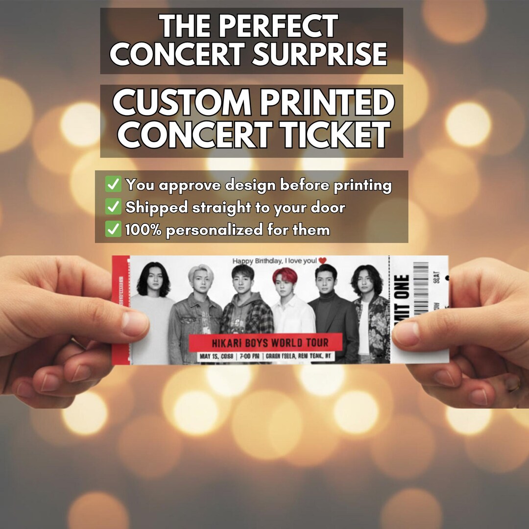 Custom Printed Concert Ticket Keepsake, Personalized Event Surprise ...
