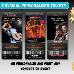 Individuell gedruckte Tickets für jede Veranstaltung Personalisierte Tickets Physische Tickets Personalisierte physische Tickets Personalisierte Konzertkarten Geschenke