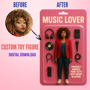 Custom Digital Toy Portrait Personalized Action Figure Illustration from Your Photo Custom Toy Figure Portrait Personalized Action Figure
