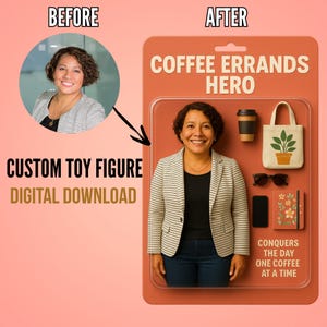 Custom Digital Toy Portrait Personalized Action Figure Illustration from Your Photo Custom Toy Figure Portrait Personalized Action Figure