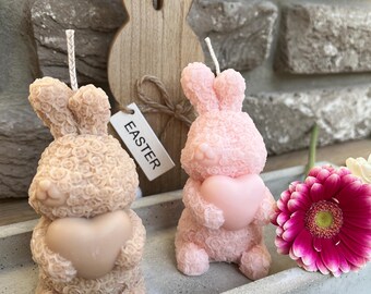 Easter Bunny Candle | Easter Motif Candle | Hand-Poured Candle | Easter Decorations | Easter Gifts | Easter Gift Ideas | Gift Set | Heart-Shaped Candle