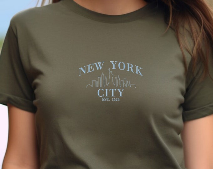 Embroidered New York City Sweatshirt, New York Skyline Shirt, Minimalist Sweater, Girlfriend Gift, Valentines Day Gift, New York Lover Gift