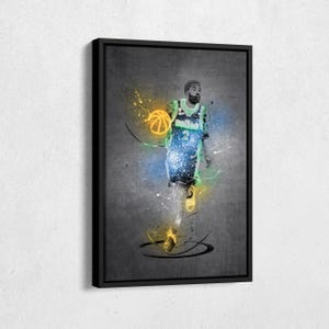 Kyrie Irving Neon Splash Poster Dallas Mavericks #2 NBA Framed Canvas Wall Art Home Decor Man Cave Gift Basketball Art Print