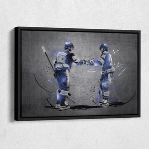 Nikita Kucherov #86 and Brayden Point #21 Neon Splash Poster Tampa Bay Lightning NHL Framed Canvas Wall Art Home Decor Man Cave Gift