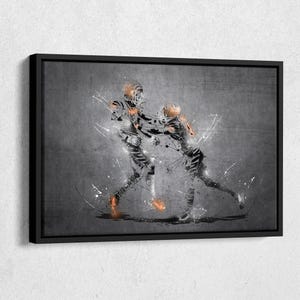 Ja&#39;Marr Chase #1 and Joe Burrow #9 Neon Splash Poster Cincinnati Bengals NFL Framed Canvas Wall Art Home Decor Man Cave Gift