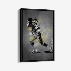 Franco Harris Poster Neon Splash Pittsburgh Steelers NFL Framed Canvas Wall Art Print Home Decor Man Cave Gift