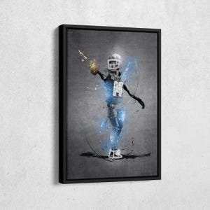 Amon-Ra St. Brown Poster Neon Splash Detroit Lions NFL Framed Canvas Wall Art Print Home Decor Man Cave Gift