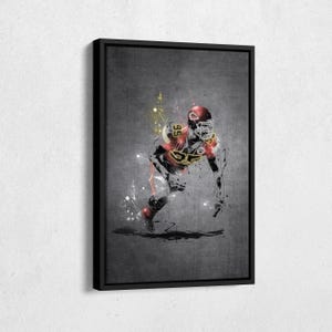 Chris Jones Poster Neon Splash Kansas City Chiefs NFL Framed Canvas Wall Art Print Home Decor Man Cave Gift