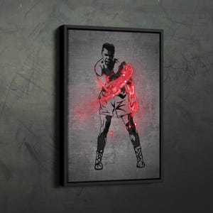 Muhammad Ali Poster Neon Splash Boxing Framed Canvas Wall Art Print Home Decor Man Cave Gift