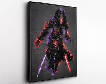 Darth Vader Poster Neon Splash Star Wars Framed Canvas Wall Art Print Home Decor Man Cave Gift
