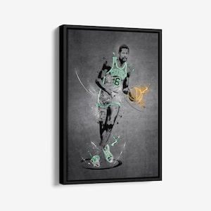 Bill Russell Poster Neon Splash Boston Celtics NBA Poster Framed Canvas Wall Art Print Home Decor Man Cave Gift