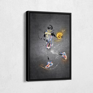 Zion Williamson Neon Splash Poster New Orleans Pelicans #1 NBA Framed Canvas Wall Art Home Decor Man Cave Gift Basketball Art Print