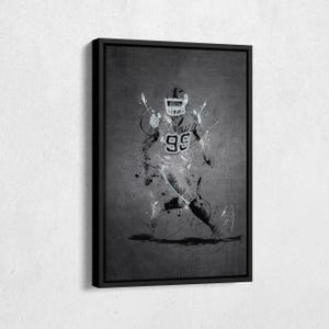 Maxx Crosby Neon Splash Poster Las Vegas Raiders #98 NFL Framed Canvas Wall Art Home Decor Man Cave Gift Football Art Print