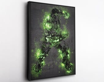 Hulk Poster Neon Splash Marvel Comics Framed Canvas Wall Art Print Home Decor Man Cave Gift