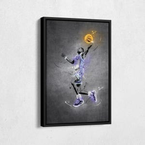 DeAaron Fox Neon Splash Poster Sacramento Kings #5 NBA Framed Canvas Wall Art Home Decor Man Cave Gift Basketball Art Print