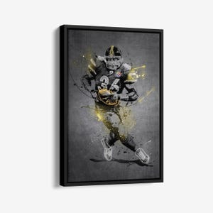 Jerome Bettis Poster Neon Splash Pittsburgh Steelers NFL Framed Canvas Wall Art Print Home Decor Man Cave Gift