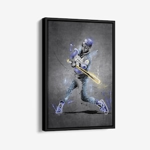 George Brett Poster Neon Splash Kansas City Royals MLB Framed Canvas Wall Art Print Home Decor Man Cave Gift
