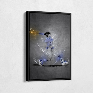 Julio Rodriguez Neon Splash Poster Seattle Mariners #44 MLB Framed Canvas Wall Art Home Decor Man Cave Gift Baseball Art Print