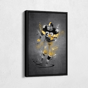 Franco Harris Neon Splash Poster Pittsburgh Steelers #32 NFL Framed Canvas Wall Art Home Decor Man Cave Gift Football Art Print
