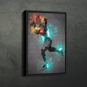 Rafael Nadal Poster Neon Splash Tennis Framed Canvas Wall Art Print Home Decor Man Cave Gift