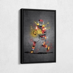 Patrick Mahomes Neon Splash Poster Kansas City Chiefs #15 NFL Framed Canvas Wall Art Home Decor Man Cave Gift Football Art Print