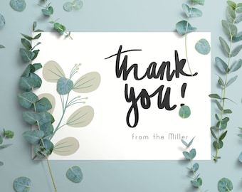 Minimalist and Cute Thank You Card - Printable Thank you Card, Thank You Card Template, Thank You Greeting Card, Editable Thank you Card