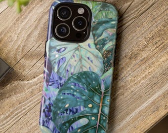 Stoere telefoonhoes: levendig monsterabladontwerp, tropische telefoonhoes, plantenliefhebber, compatibel met iPhone, Samsung en Google Phone