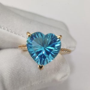 Paraiba Ring, Sterling Silver 925 , Heart Shape Ring, Valentine Gift, Engagement Ring, Wedding Ring, Gift for Her, Fancy Cut Gemstone