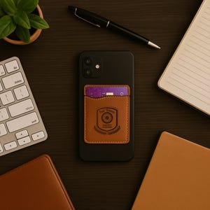 Cartera personalizada para celular, tarjetero para iPhone, cartera de cuero personalizada, tu logotipo, regalos para él / Cartera de cuero BridgensLaser