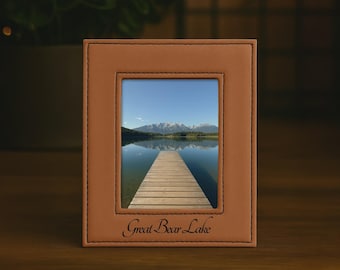Marco de fotos de cuero personalizado, recuerdo grabado, decoración para la sala de estar