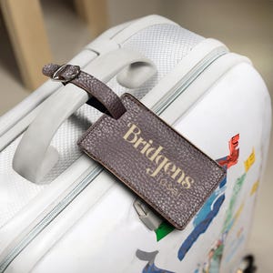 Personalized Luggage Tag, Wedding Favors, Custom Leather Luggage Tag, Gift for Her/Him, Anniversary Gift, Travel | BridgensLaser Luggage Tag