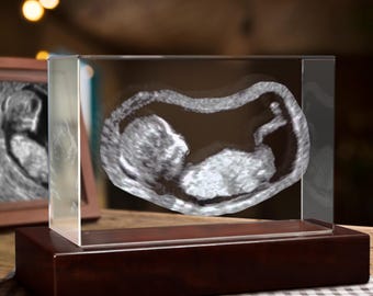 Laser geätztes Ultraschallkristall-Andenken - Sonogramm-Gedenkgeschenk, neue Mutter-Babyparty, Schwangerschaftsankündigung Nachtlicht, Geschlecht offenbaren