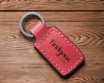 Llavero de cuero rojo: grabado de iniciales personalizado, detalle para bodas, regalo personalizado para él y para ella.