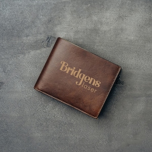 Billetera de cuero personalizada, portamonedas, regalo para el día del padre, billetera para tarjetas, regalo para papá, ocasión de aniversario / Billetera de cuero BridgensLaser
