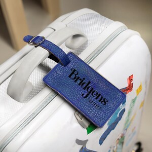 Gepersonaliseerde lederen bagagelabel, cadeau bruidsjonker, cadeau voor haar/hem, jubileumcadeau, cadeau stel, cadeau voor papa | Laserbagagelabel Bridgens