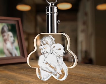 Custom Photo Crystal Keychain, Pet Memorial Gift