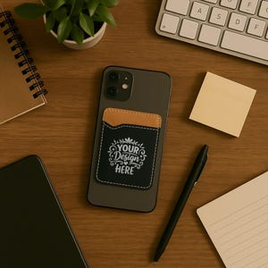 Leather Phone Wallet Case, Custom iPhone Wallet Sticker, Mother&#39;s Day Gift, Your Logo, Gifts For Daugher | BridgensLaser Phone Wallet