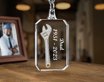 Wrench Urn Necklace Personalized Cremation Jewelry Men's Necklace For Ashes Hand Stamped Personalized Memorial Necklace Bereavement Gift Urn