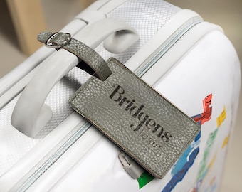 Personalized Leather Luggage Tag, Engraved Travel Accessory, Custom Name Tag, Wedding Favor