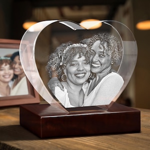 Personalized Mother&#39;s Day Crystal Glass , Gift From Daughter, Keepsake, Tabletop Decor, Memories, Gift for Her | BridgensLaser 3D Photo