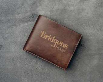 Cartera de cuero grabada – Monedero personalizado para papá, recuerdo de aniversario