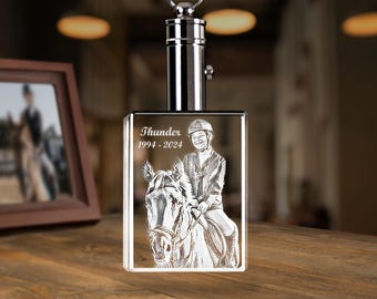 Llavero conmemorativo personalizado de cristal para la pérdida de un caballo, recuerdo fotográfico personalizado, regalo de condolencia
