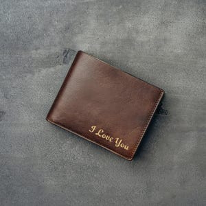 Regalo de San Valentín para él, billetera de cuero negra personalizada para hombre, regalo grabado para él, billetera de cuero RFID, regalo para novio
