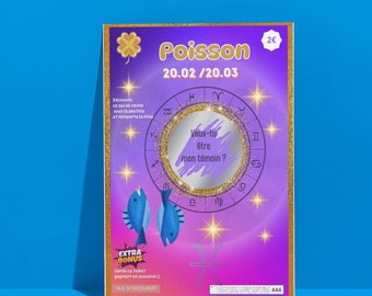 ticket à gratter personnalisable Astrologie / Annonce grossesse / Annonce mariage / Demande en mariage / pacs / horoscope /Annonce parrain