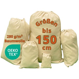 Bolsa de algodón - 280 g/m2 Algodón resistente con certificación OEKO-TEX® para aplicaciones profesionales y duraderas, bolsa de lavandería, bolsa de tela