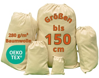 Bolsa de algodón - 280 g/m2 Algodón resistente con certificación OEKO-TEX® para aplicaciones profesionales y duraderas, bolsa de lavandería, bolsa de tela