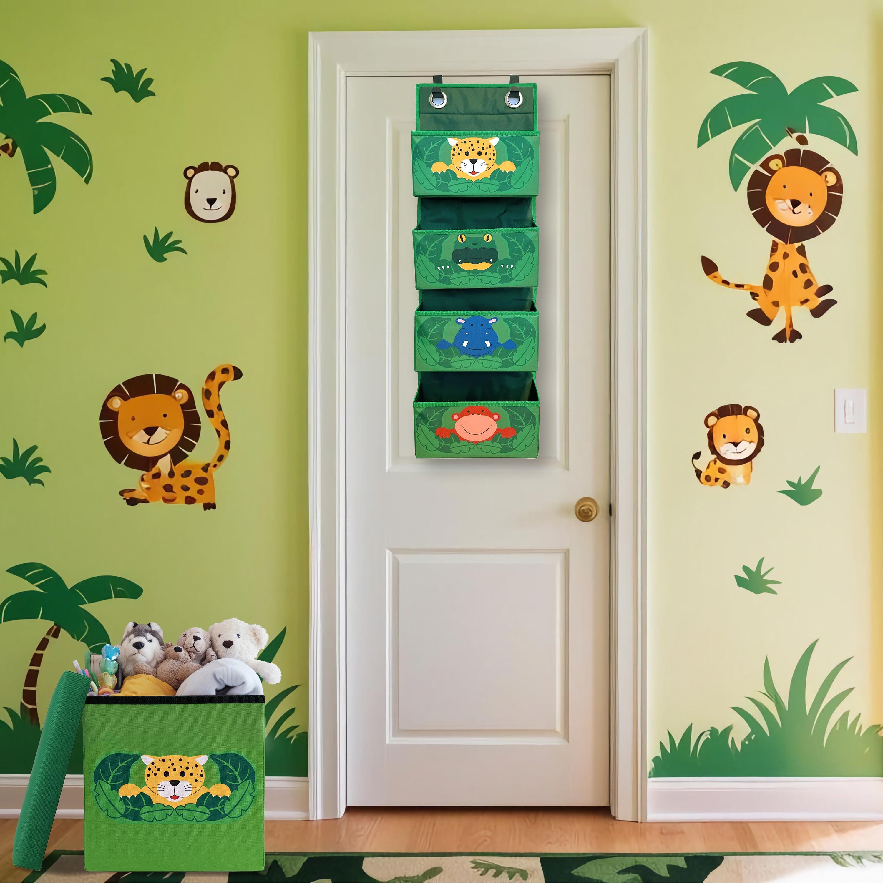 WIESEN.design hanging organizer for children JUNGLE -matching door hook-, stuffed animal storage for cuddly toys, door organizer for children, diaper organizer