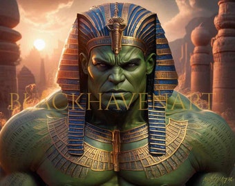 Hulk Horus Impresión de arte digital AI generado arte de pared AI arte descarga digital decoración del hogar imprimible
